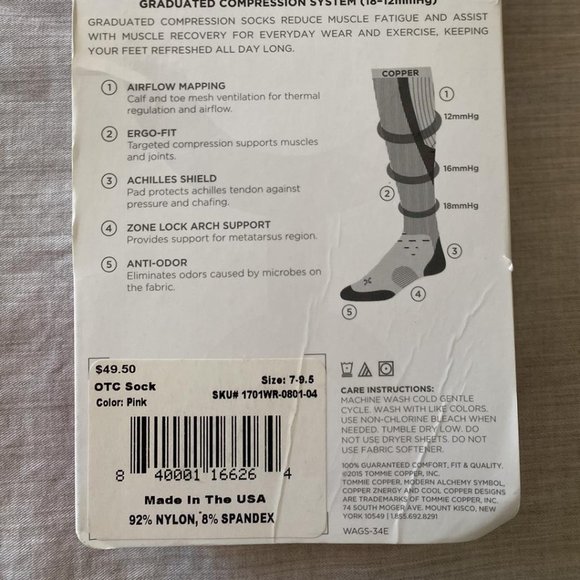 Tommie Copper- Women's Core Performance Over the Calf Compression Socks- 7-9.5 - Picture 4 of 4